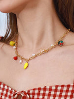 Positano 18K Gold Non-Tarnish Fruit Charm Necklace