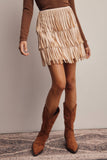 Fringe Stretch Faux Suede Mini Skirt