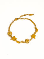 Leonora 18K Gold Non-Tarnish Sun and Star Bracelet