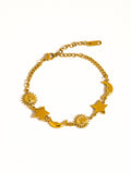 Leonora 18K Gold Non-Tarnish Sun and Star Bracelet