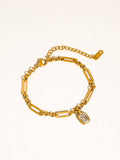 Leland 18K Gold Non-Tarnish CZ Link Bracelet