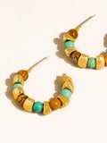 Noisette 18K Gold Boho Beaded Hoop Earrings