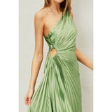 Olympia Asymmetrical Pleated Maxi Dress (Two Colors)