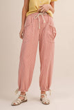 Denim Striped Parachute Pants