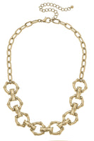 Pippa Bamboo Linked Horsebit Necklace in Shiny Gold