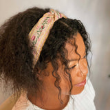 Indie Pink French Floral Embroidered Headband