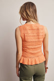 Pointelle Knit Peplum Top (Coral, Ivory, or Navy)
