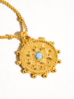 Stassie 18K Gold Turquoise Stone Sun Necklace