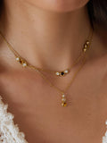 Evania 18K Gold Non-Tarnish Tiger Eye Drop Necklace