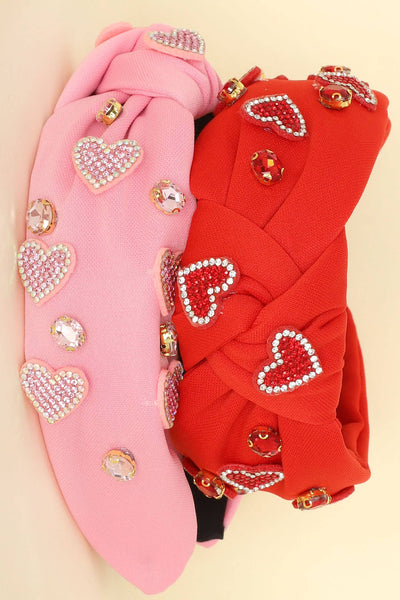 Valentines Theme Jeweled Heart Headband