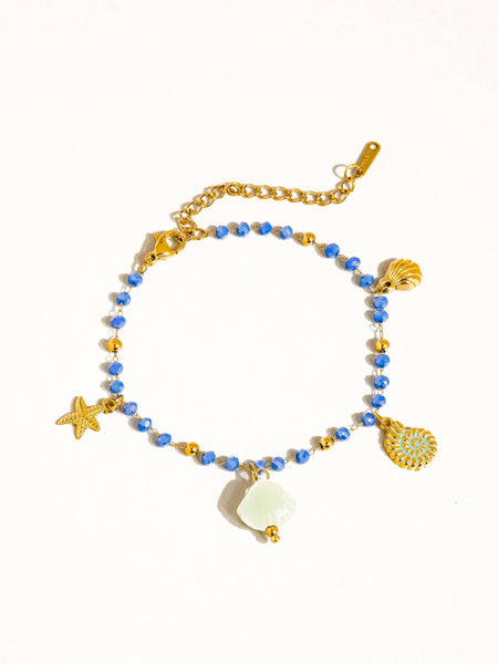 Elowen 18K Gold Non-Tarnish Shells and Star Beaded Bracelet