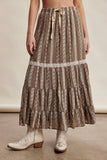 Embroidered Tiered Maxi Skirt