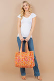 Orange Quilted Tote Bag