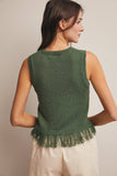 Fringe Hem Knit Top (Ivory or Eucalyptus)