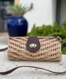 Rattan Convertible Clutch with Removable Leather Strap