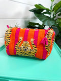 Tiger Print Quilted Cosmetic Bag | Makeup Bag | Toiletry Bag