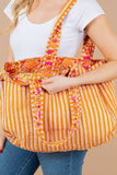 Orange Quilted Tote Bag