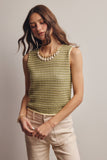 Knit Stripe Sleeveless Top (Peach Blue or Sage Lemon)
