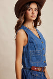 Maisy Button-Front Denim Vest