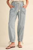 Denim Striped Parachute Pants