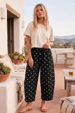 Polka Dot Scuba Barrel Pants (Black or Cream)