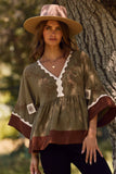 Color Block Airflow Oversized Peasant Blouse (Fuchsia, Black, or Olive)
