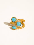 Tansia 18K Gold Non-Tarnish Natural Stone Statement Ring