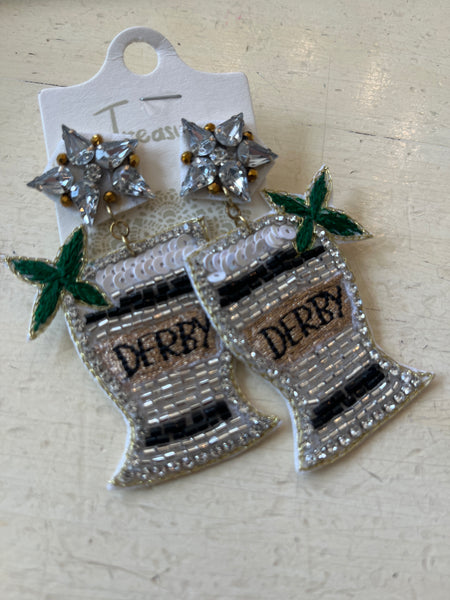 Derby Beaded Mint Julep Earrings