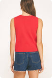 Embroidered Sleeveless Knitted Vest Top (Ivory or Red)