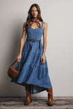 Tiered Denim Maxi Dress