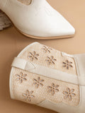 The Della | White Mesh Floral Cutout Detail Cowboy Boots
