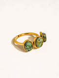 Sorrel 18K Gold Non-Tarnish Green Stone Triple Ring
