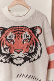 Tiger Embroidery Round Neck Sweater