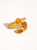 Tansia 18K Gold Non-Tarnish Natural Stone Statement Ring