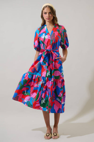 Exene Floral Wynette Tiered Midi Dress