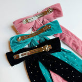 Pearl Velvet Bow Hair Clip
