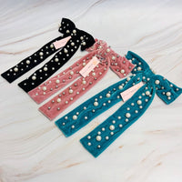 Pearl Velvet Bow Hair Clip