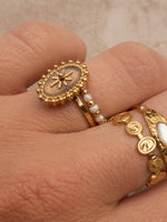 Rose 14K Gold Adjustable Round Stone Ring