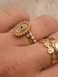 Rose 14K Gold Adjustable Round Stone Ring