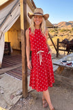 Lissy Red Dot Tank & Midi Skirt Set