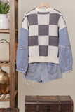 Checker Denim Cardigan