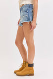 Mid Rise Shorts with Frayed Edges