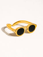 Dean  18K Gold Sunglasses Adjustable Ring: Black