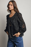 Lace Boho Blouse (Black or Ivory)