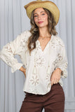 3D Floral Karlie 100% Cotton Blouse (2 Colors!)