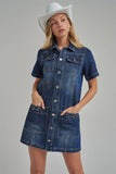 Maribeth Denim Dress with Horsebit Trim