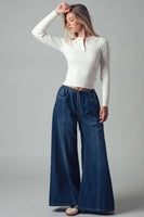 Wide Leg Drawstring Western Pants