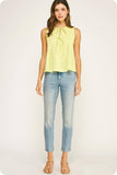 Pintuck Linen Sleeveless Top (colors: Butter or Chambray)