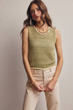 Knit Stripe Sleeveless Top (Peach Blue or Sage Lemon)