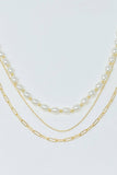 Layered Pearl And Chain Necklace